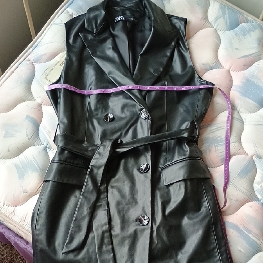 Zara Vegan Leather Sleeveless Jacket
